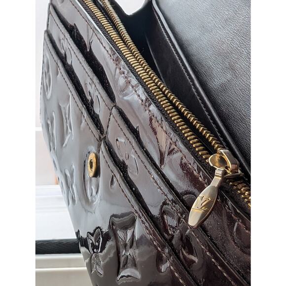 Auth Louis Vuitton Monogram Vernis Sarah Long Wallet Amarante Purple - Picture 7 of 10